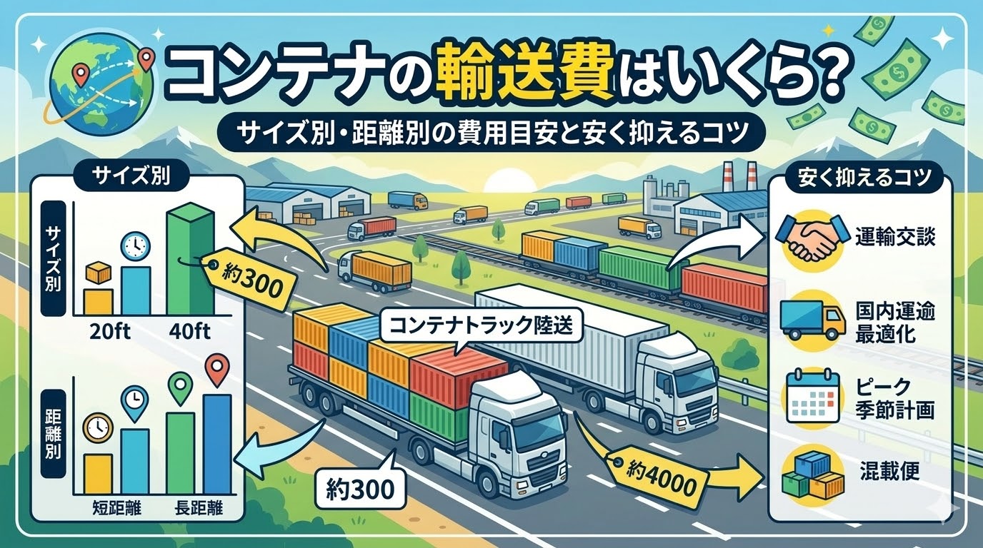 コンテナの輸送費はいくら？サイズ別・距離別の費用目安と安く抑える 