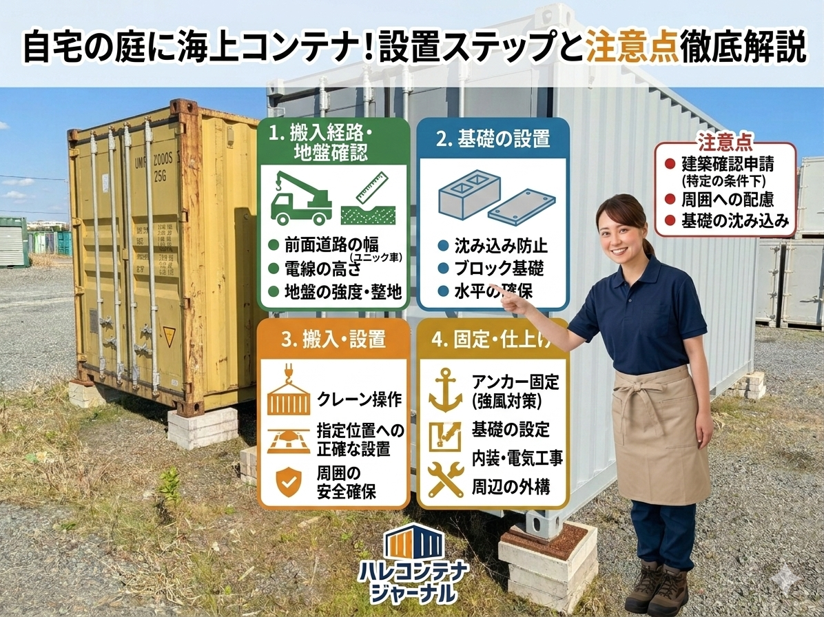 自宅の庭にコンテナを設置する方法｜費用・サイズ・許可の注意点まとめ 