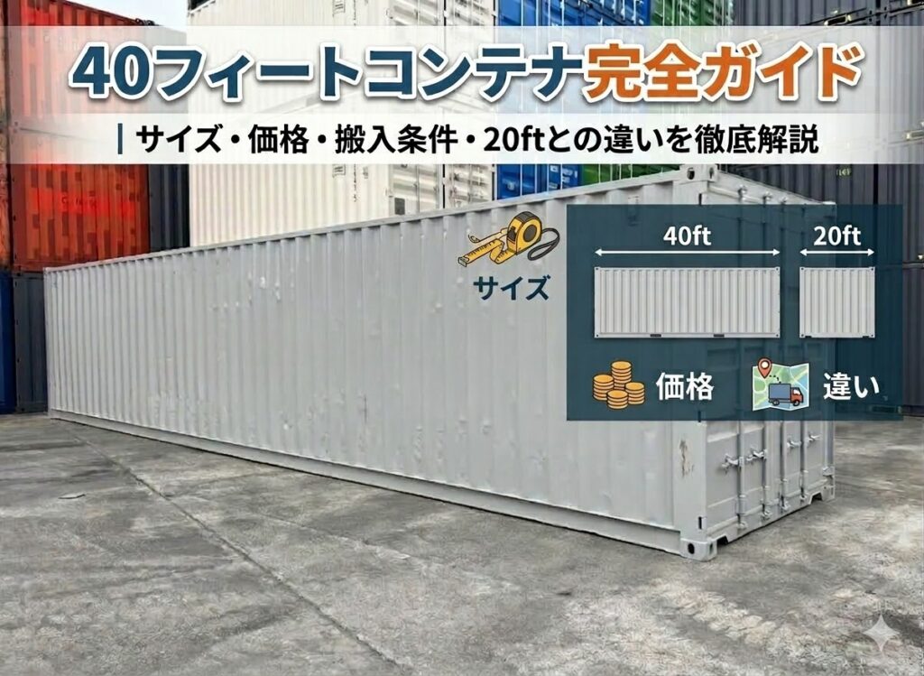 40フィートコンテナ完全ガイド｜サイズ・価格・搬入条件・20ftとの違いを徹底解説