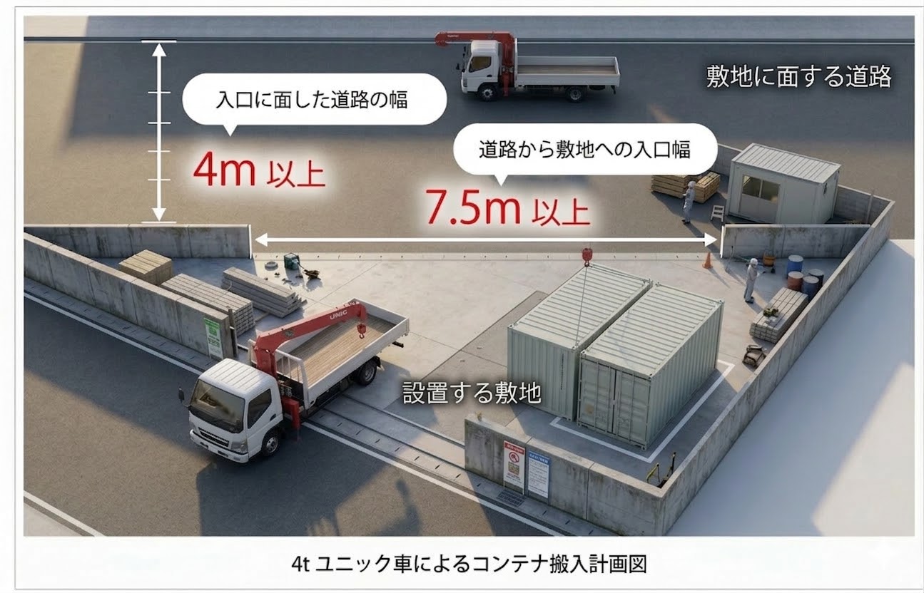 6ft〜20ft（4トンユニック車での搬入）