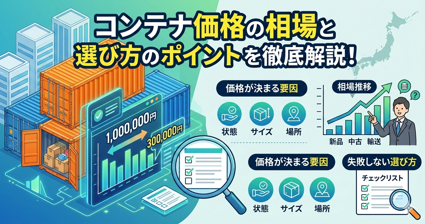 コンテナの価格相場一覧【2026年最新】サイズ別・新品中古で徹底比較