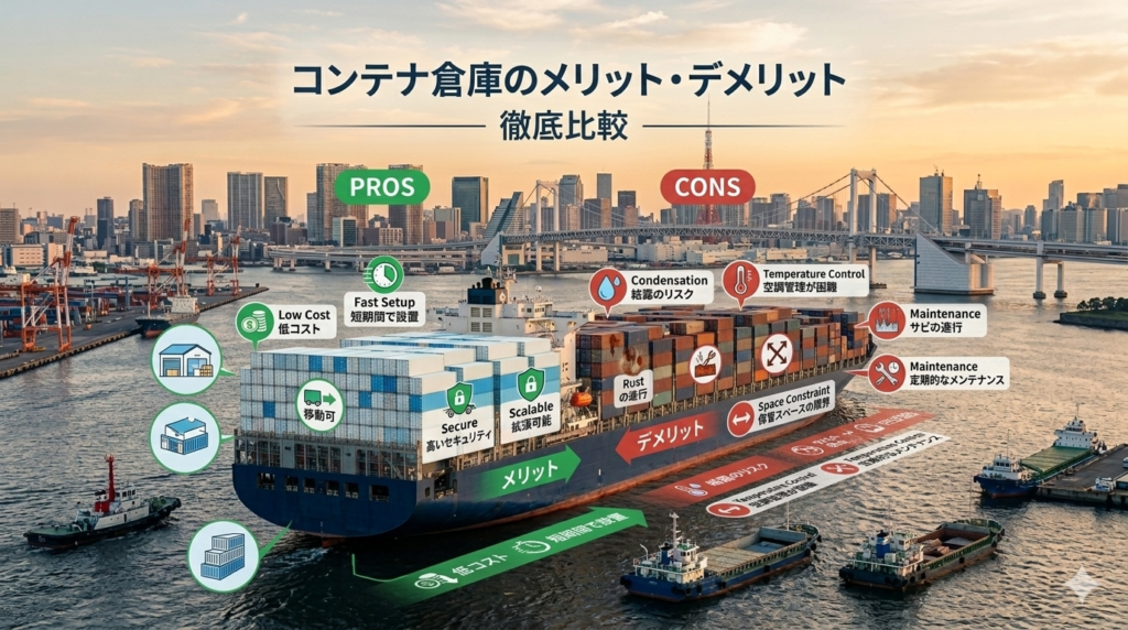 コンテナ倉庫のメリット・デメリット｜費用・設置方法・選び方を徹底解説