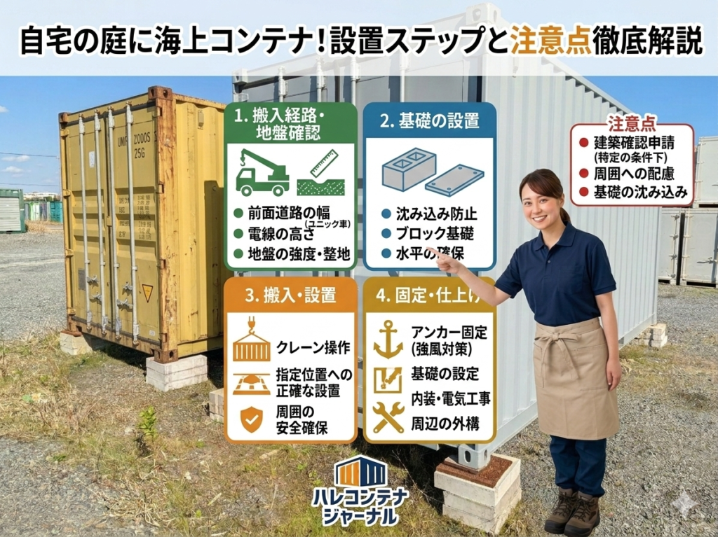 自宅の庭にコンテナを設置する方法｜費用・サイズ・許可の注意点まとめ