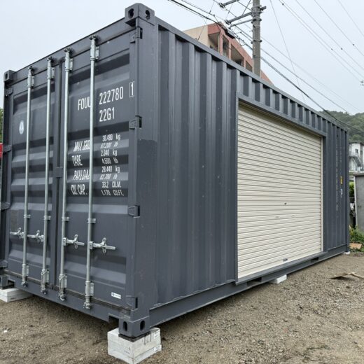 福岡県太宰府市O社様_20FT新品(ワンウェイ)ドライコンテナ＋3Mシャッター01